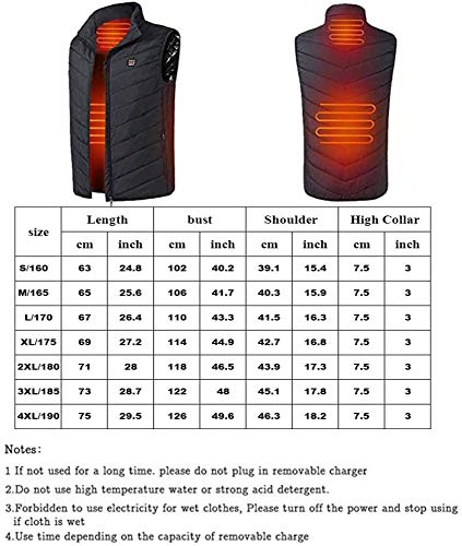 YURU Chaleco con Calefacción USB Body Warmer Chaqueta con Calefacción Eléctrica Alivio del Dolor Cuello para Acampar Invierno Viajes Al Aire Libre Esquí,XX-Large