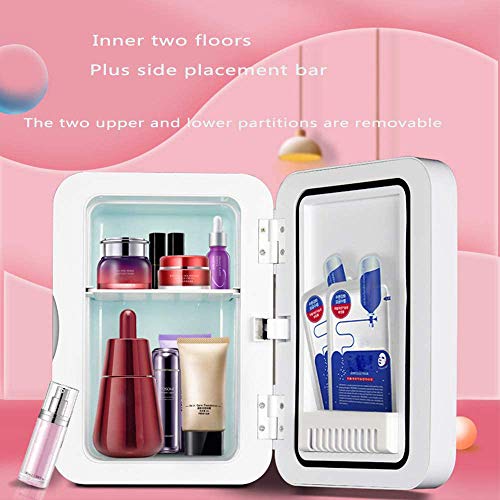 YUTGMasst Maquillaje Nevera con Espejo LED, El Coche De Refrigerador, Mini Refrigerador del Refrigerador/For Cosméticos para Maquillaje Y Cuidado La Piel, Casa Bar (8 litros / 8.4 Cuartos Galón)