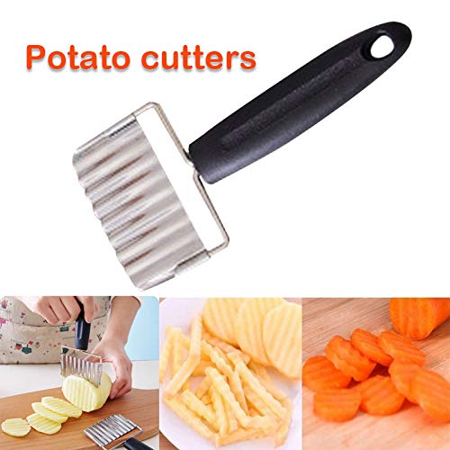 YUYDYU Cuchillo Cortador de Patatas Cuchillo Ondulado Mango de plástico de Uso múltiple Herramientas de Cocina de Acero Inoxidable Preparación de Cocina