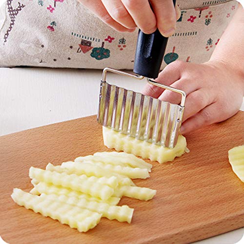 YUYDYU Cuchillo Cortador de Patatas Cuchillo Ondulado Mango de plástico de Uso múltiple Herramientas de Cocina de Acero Inoxidable Preparación de Cocina