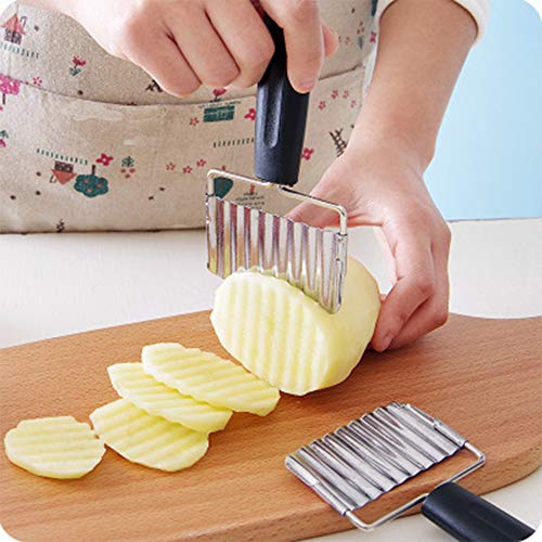 YUYDYU Cuchillo Cortador de Patatas Cuchillo Ondulado Mango de plástico de Uso múltiple Herramientas de Cocina de Acero Inoxidable Preparación de Cocina