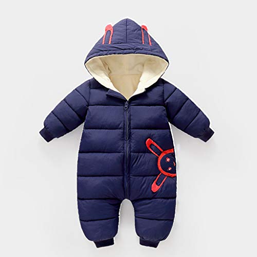 YWLINK 0-24 Meses Bebé Ropa Abrigada Mono De AlgodóN con Capucha Mameluco Grueso Chaqueta De Plumas Calidez Al Aire Libre A Prueba De Viento Abrigo Suave Ropa para Bebé(Azul,0-3 meses/73)