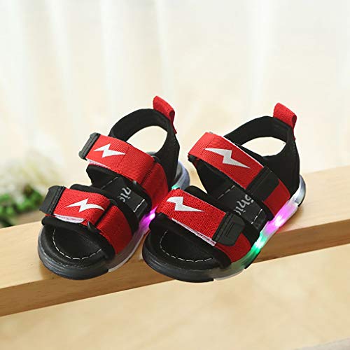 YWLINK Antideslizante Verano Fondo Blando CóModo El Comercio Exterior De NiñOs LED Luz Deportes Playa Zapatos Sandalias Luz Zapatos Rojo, Negro, Gris 21-30 Regalo