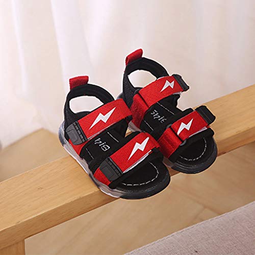 YWLINK Antideslizante Verano Fondo Blando CóModo El Comercio Exterior De NiñOs LED Luz Deportes Playa Zapatos Sandalias Luz Zapatos Rojo, Negro, Gris 21-30 Regalo