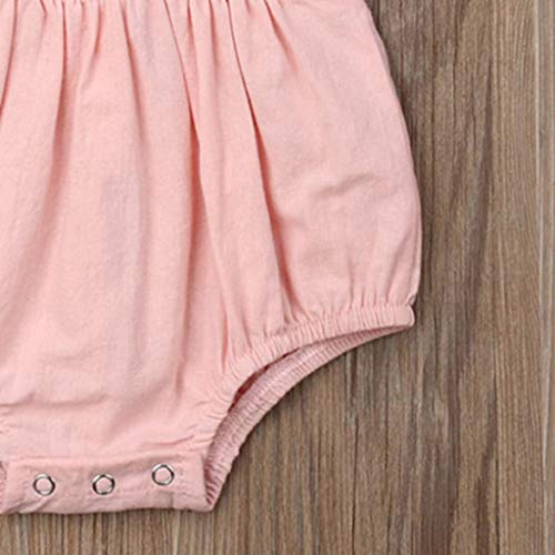YWLINK Bebe NiñA Verano Sin Mangas Volante Encaje Espalda Abierta Vestido Mezcla De Algodon Moda Casual CóModo Mono Hermanas Ropa Lindo Vestido De Fiesta De Playa Viajes(Rosado,12-18 meses/90)