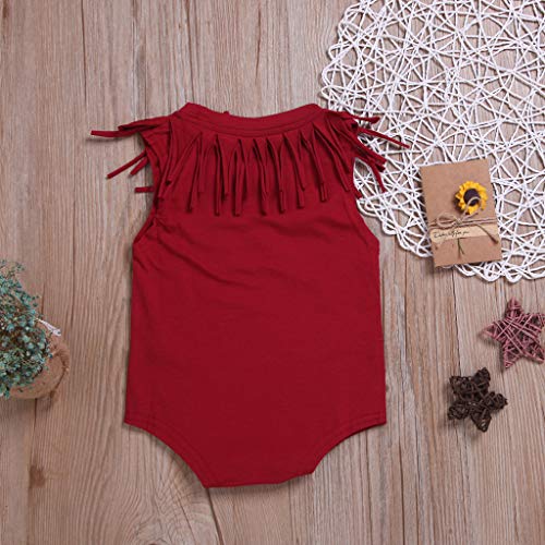 YWLINK Verano Mezcla De AlgodóN Bebé ReciéN Nacido Bebé Mameluco Sin Mangas Color SóLido Borlas Traje Romper Fiesta Junto Al Mar Elegante Y Dulce Rojo, Amarillo,Verde,Gris,Negro6 Meses - 4 AñOs
