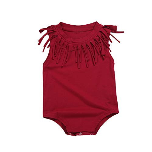 YWLINK Verano Mezcla De AlgodóN Bebé ReciéN Nacido Bebé Mameluco Sin Mangas Color SóLido Borlas Traje Romper Fiesta Junto Al Mar Elegante Y Dulce Rojo, Amarillo,Verde,Gris,Negro6 Meses - 4 AñOs