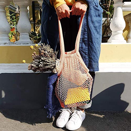 YWQ 3 Bolsas de Compras de Malla de Algodón,Bolsa de la Compra de Red,Algodón Orgánico de La Bolsa de Malla, Bolsas de la Compra Orgánicas, Plegable Bolsas de Almacenamiento de Frutas y Verduras