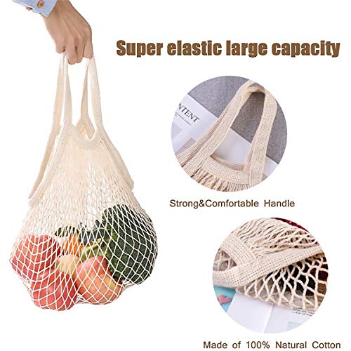 YWQ 3 Bolsas de Compras de Malla de Algodón,Bolsa de la Compra de Red,Algodón Orgánico de La Bolsa de Malla, Bolsas de la Compra Orgánicas, Plegable Bolsas de Almacenamiento de Frutas y Verduras