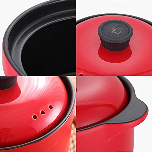 YWYW Olla De Barro Redonda Cazuela, Vajilla De Cerámica Saludable, Olla De Gres con Tapa, Cazuela para Estofar Bibimbap De Cocción Lenta Amarillo 2.5L