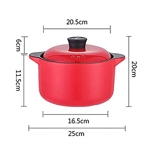 YWYW Olla De Barro Redonda Cazuela, Vajilla De Cerámica Saludable, Olla De Gres con Tapa, Cazuela para Estofar Bibimbap De Cocción Lenta Amarillo 2.5L