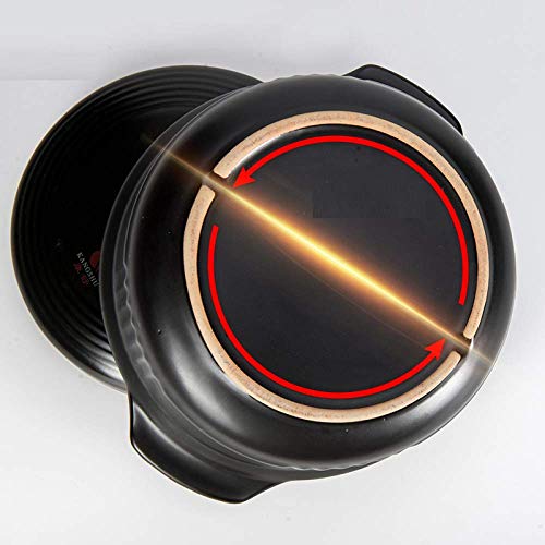 YWYW Olla para cazuela de gres Resistente a Altas temperaturas, cazuela para Horno con Tapa Sartén Olla para Sopa Olla para Sopa de cocción Lenta - Amazing Cookware, Negro-2L