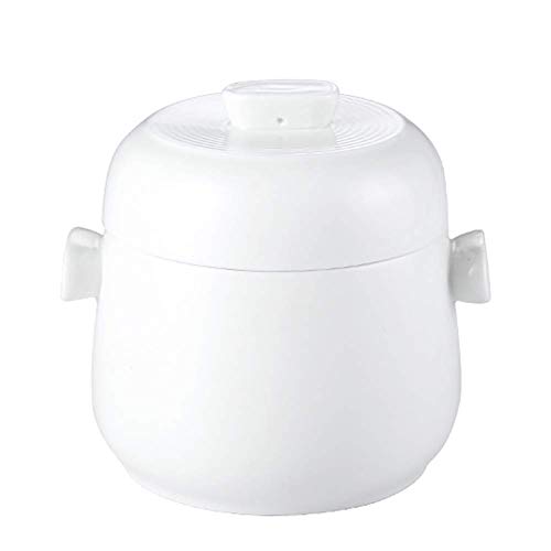 YWYW Olla vaporera de cerámica de Doble Tapa, estofado de Sopa al Vapor Cuenco esmaltado Olla de Terracota Olla Nido de pájaro Tónico Blanco 25.4 onzas (750 ml)