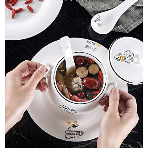 YWYW Sopa al Vapor Estofado Olla de Barro esmaltada Vajilla Tónico Nido de pájaro, Olla pequeña de cerámica con Tapa D 15 Oz, 450 ml