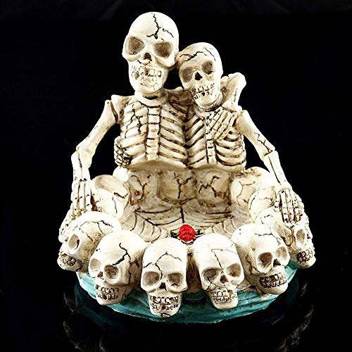 YXB Cenicero Cenicero Creativo Artesanías con Cabeza de Resina aplicables a/Festival de Fantasmas de Halloween/Decoración Regalos/Decoración/Hogar/Regalos (Color: blanco-15x14.5CM)
