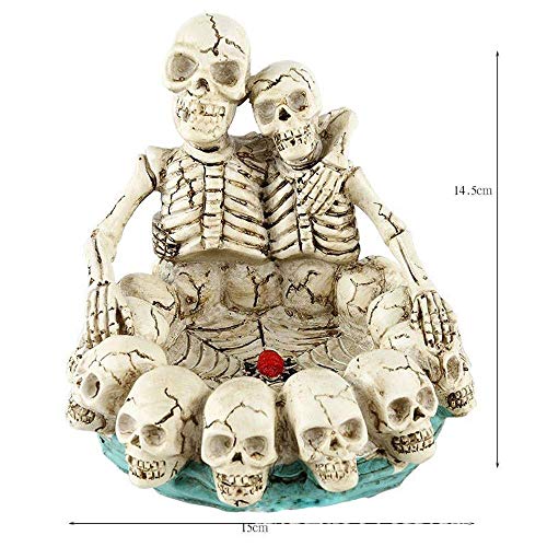 YXB Cenicero Cenicero Creativo Artesanías con Cabeza de Resina aplicables a/Festival de Fantasmas de Halloween/Decoración Regalos/Decoración/Hogar/Regalos (Color: blanco-15x14.5CM)