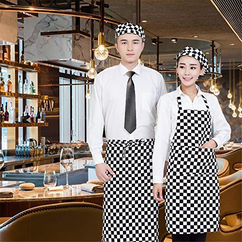 YXDZ (2 Piezas Delantal, De Longitud Media, para Hombres Y Mujeres, Cintura Corta, Moda, Restaurante Occidental, Cafetería, Camarero Negro, Monos, Cintura H