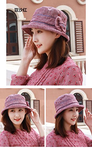 YXLMZ Señoras Mujeres Sombreros en la Cuenca Cap Temporadas Primavera Verano El Parasol Cap Cap Moda Regalo del Día de la Madre 豆 54-58cm Hung (Ajustable)