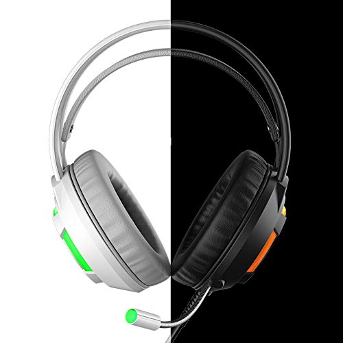 YYKJ Auriculares para Juegos, Auriculares para PS4 con micrófono con cancelación de Ruido, iluminación LED y Control Integrado, PC, computadora portátil, PS4, Auriculares para Juegos Ni