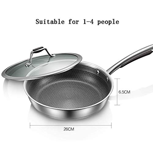 YYLNB RFF Wok/Pan/Marmite 26 familias CM-Stick de Acero Inoxidable 316L con una Cobertura Adecuada para la inducción/Gas, en General, para 2-4 Personas