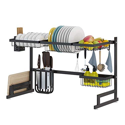 YZ-YUAN Exquisito Estante para secar Platos, Material de Acero Inoxidable 304, Kit de Accesorios, diseño Que Ahorra Espacio, diseño práctico y reflexivo de Cocina, para encimera