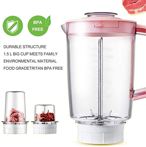 YZHM batidora batidora multifuncional 22000 RPM, 3 tazas, juego de 8 piezas, batidora batidora batidora para batidos, exprimidor, trituración de hielo, especias, 250 W, rosa, rosa y rosa