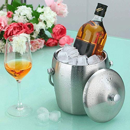 Z-Color Artículos for el hogar Frío Industrial Bebidas Cubo - Ampliación de la Vendimia del Estilo de Acero Partido más frío de hidromasaje - Asas Laterales - Plata (Size : 2L)
