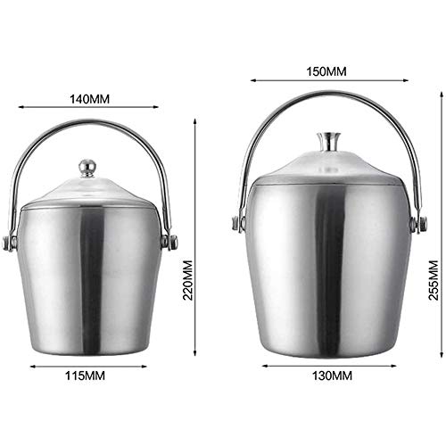 Z-Color Artículos for el hogar Frío Industrial Bebidas Cubo - Ampliación de la Vendimia del Estilo de Acero Partido más frío de hidromasaje - Asas Laterales - Plata (Size : 2L)