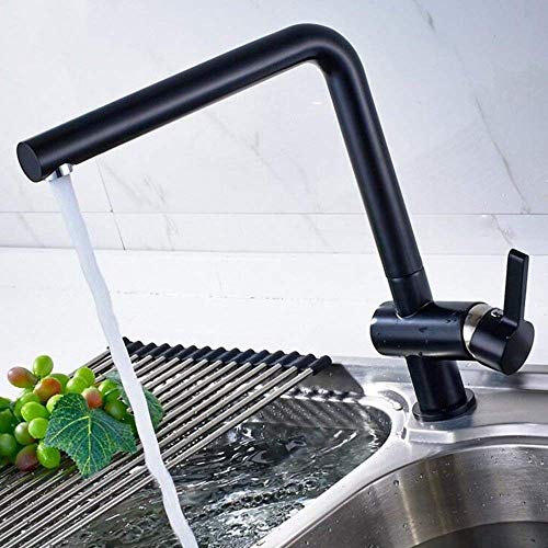 Z-JU Cocina Moderna y Elegante Grifo de latón 360 \u deg; Instalación giratoria de un Solo Orificio Grifo de Agua Orificio único Lavabo rotativo Grifo del Lavabo (Color: A)