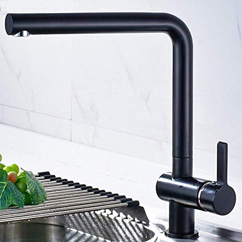 Z-JU Cocina Moderna y Elegante Grifo de latón 360 \u deg; Instalación giratoria de un Solo Orificio Grifo de Agua Orificio único Lavabo rotativo Grifo del Lavabo (Color: A)
