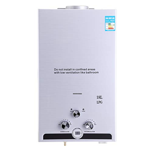 Z ZELUS 18L Calentador de Agua LPG Calentador de Agua Instantáneo 36KW Calentador de Agua de Gas Licuado de Petróleo sin Tanque (18L)
