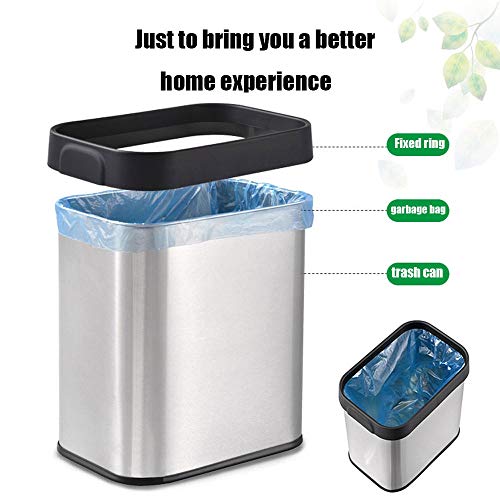 ZA Bote de basura del cuarto de baño del dormitorio de la sala de estar del acero inoxidable 13L con el anillo de presión, bote de basura for el hotel casero, papelera de reciclaje, cubo de la basura