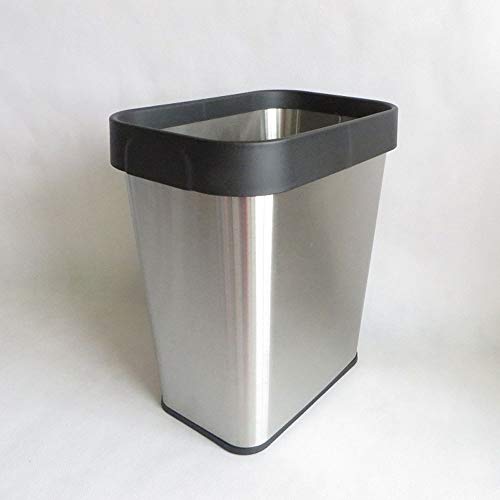 ZA Bote de basura del cuarto de baño del dormitorio de la sala de estar del acero inoxidable 13L con el anillo de presión, bote de basura for el hotel casero, papelera de reciclaje, cubo de la basura