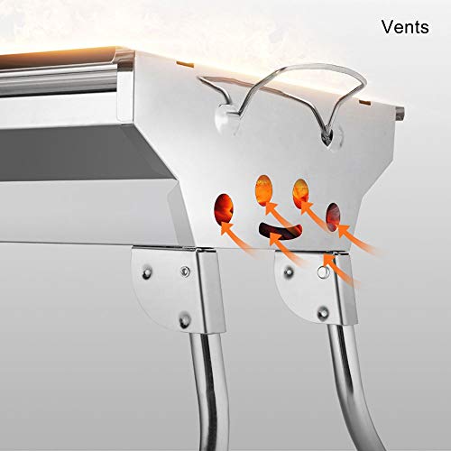 ZA Parrilla plegable para acampar, parrilla de mesa Portátil Plegable Estufa pequeña y liviana Pequeña parrilla de barbacoa de carbón de leña Acero inoxidable para cocinar al aire libre Senderismo Pic