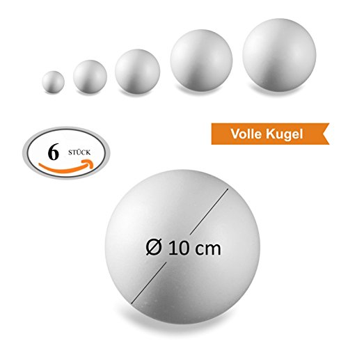ZADAWERK® - Bola de poliestireno - sólida - Ø 10 cm - 6 Piezas