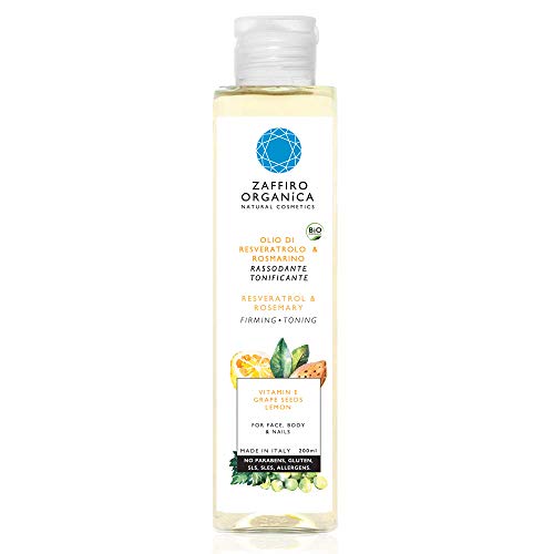 Zaffiro Organica Aceite Corporal BIO Anticelulitis Drenante Quema grasa con Vitamina C aceite esencial de Romero, Aceite de Limón y Semilla de Uva • Natural ✓ Hidratante Reafirmante Antiestrias 200ml