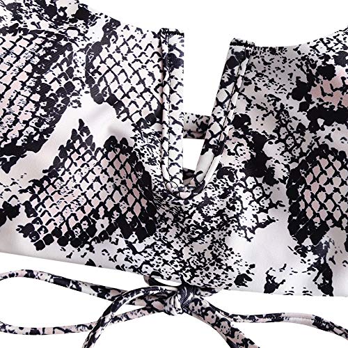 ZAFUL - Bikini para mujer, con tirantes en V, con diseño de leopardo Multi-d M