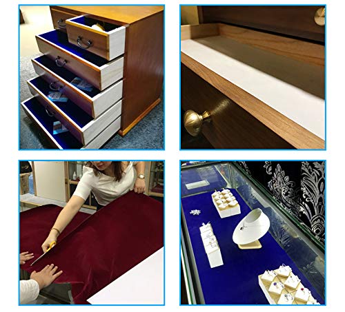 Zaione rollo de 17.7 pulgadas de ancho autoadhesivo de terciopelo, forro de papel de contacto para joyería, cajón, tela, no tejido, calcomanía para manualidades, decoración de fondo