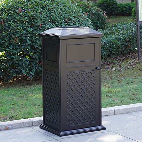 ZAJ Basura Cubo de Basura al Aire Libre Pueden fundición de Aluminio Papelera de Reciclaje Clasificación Organizador del envase de Hotel Patios de Cocina Negro (Color : Black)