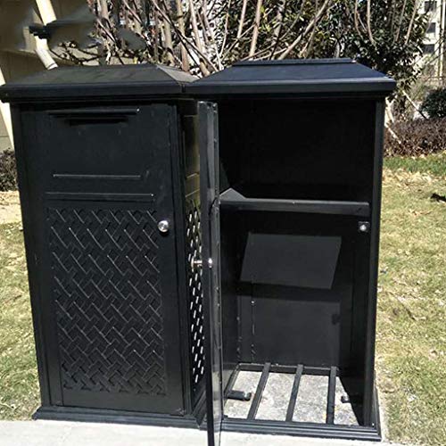 ZAJ Basura Cubo de Basura al Aire Libre Pueden fundición de Aluminio Papelera de Reciclaje Clasificación Organizador del envase de Hotel Patios de Cocina Negro (Color : Black)