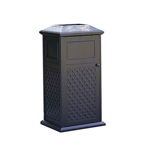 ZAJ Basura Cubo de Basura al Aire Libre Pueden fundición de Aluminio Papelera de Reciclaje Clasificación Organizador del envase de Hotel Patios de Cocina Negro (Color : Black)
