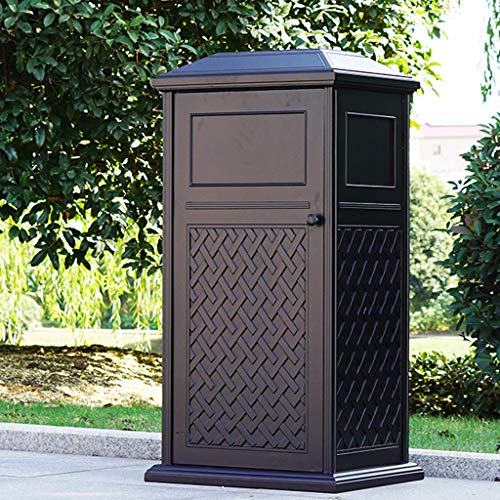 ZAJ Basura Cubo de Basura al Aire Libre Pueden fundición de Aluminio Papelera de Reciclaje Clasificación Organizador del envase de Hotel Patios de Cocina Negro (Color : Black)