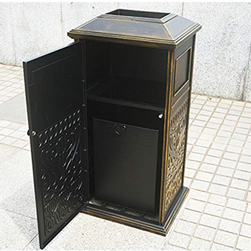 ZAJ Basura Cubo de Basura marrón Puede fundición de Aluminio Papelera de Reciclaje Clasificación Organizador del envase Exterior for Hotel Patios de Cocina (Color : Brown)