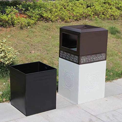 ZAJ Bote de Basura de Basura imitación de mármol Puede fundición de Aluminio Papelera de Reciclaje Clasificación Organizador del envase de Hotel Patios de Cocina (Color : Coffee+White)