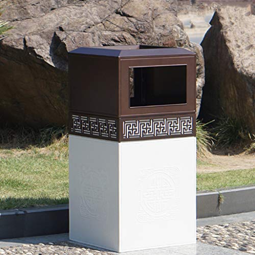 ZAJ Bote de Basura de Basura imitación de mármol Puede fundición de Aluminio Papelera de Reciclaje Clasificación Organizador del envase de Hotel Patios de Cocina (Color : Coffee+White)