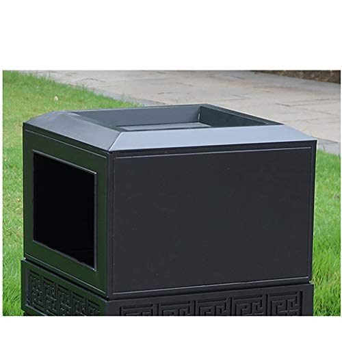 ZAJ Bote de Basura de Basura imitación de mármol Puede fundición de Aluminio Papelera de Reciclaje Clasificación Organizador del envase Exterior for Hotel Patios de Cocina (Color : Black)