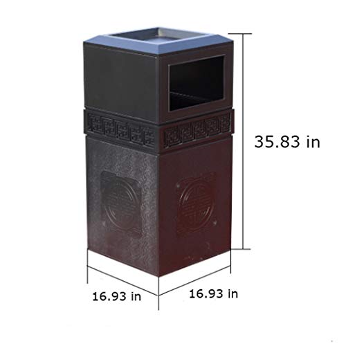 ZAJ Bote de Basura de Basura imitación de mármol Puede fundición de Aluminio Papelera de Reciclaje Clasificación Organizador del envase Exterior for Hotel Patios de Cocina (Color : Black)