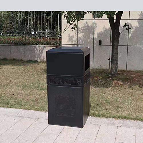 ZAJ Bote de Basura de Basura imitación de mármol Puede fundición de Aluminio Papelera de Reciclaje Clasificación Organizador del envase Exterior for Hotel Patios de Cocina (Color : Black)
