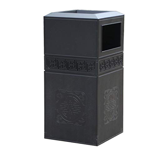 ZAJ Bote de Basura de Basura imitación de mármol Puede fundición de Aluminio Papelera de Reciclaje Clasificación Organizador del envase Exterior for Hotel Patios de Cocina (Color : Black)