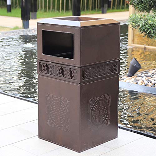 ZAJ Bote de Basura de Basura imitación de mármol Puede fundición de Aluminio Papelera de Reciclaje Clasificación Organizador del envase Exterior for Hotel Patios de Cocina Brown (Color : Brown)